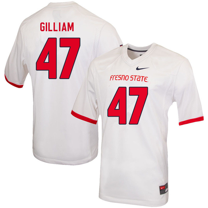 Men #47 Elijah Gilliam Fresno State Bulldogs College Football Jerseys Sale-White - Click Image to Close